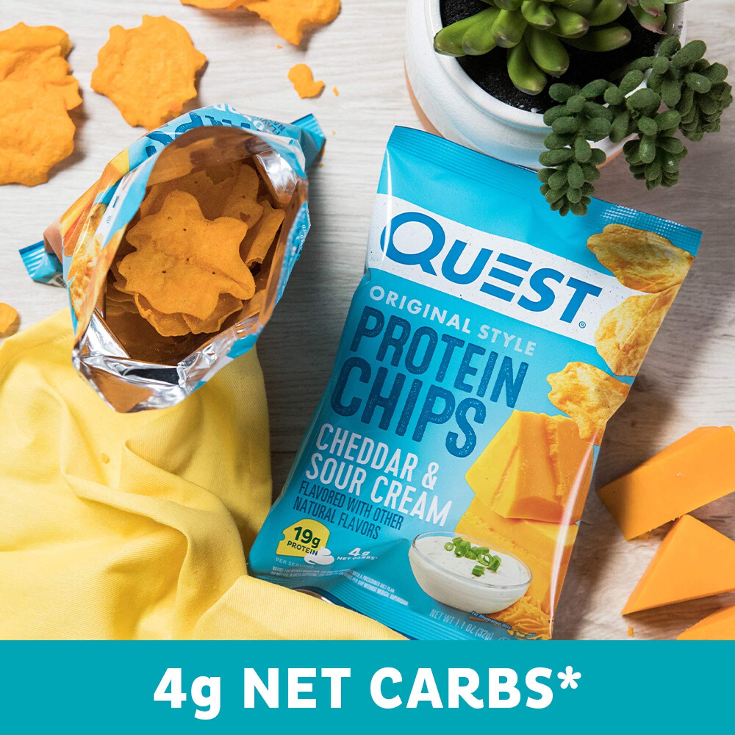 Quest Nutrition Quest Nutrition Protein Chips, Sour Cream & Onion, High Protein, Low Carb, Pack of 12 & Protein Chips, Cheddar & Sour Cream, High Protein, Low Carb, 1.1 Ounce (Pack of 12)