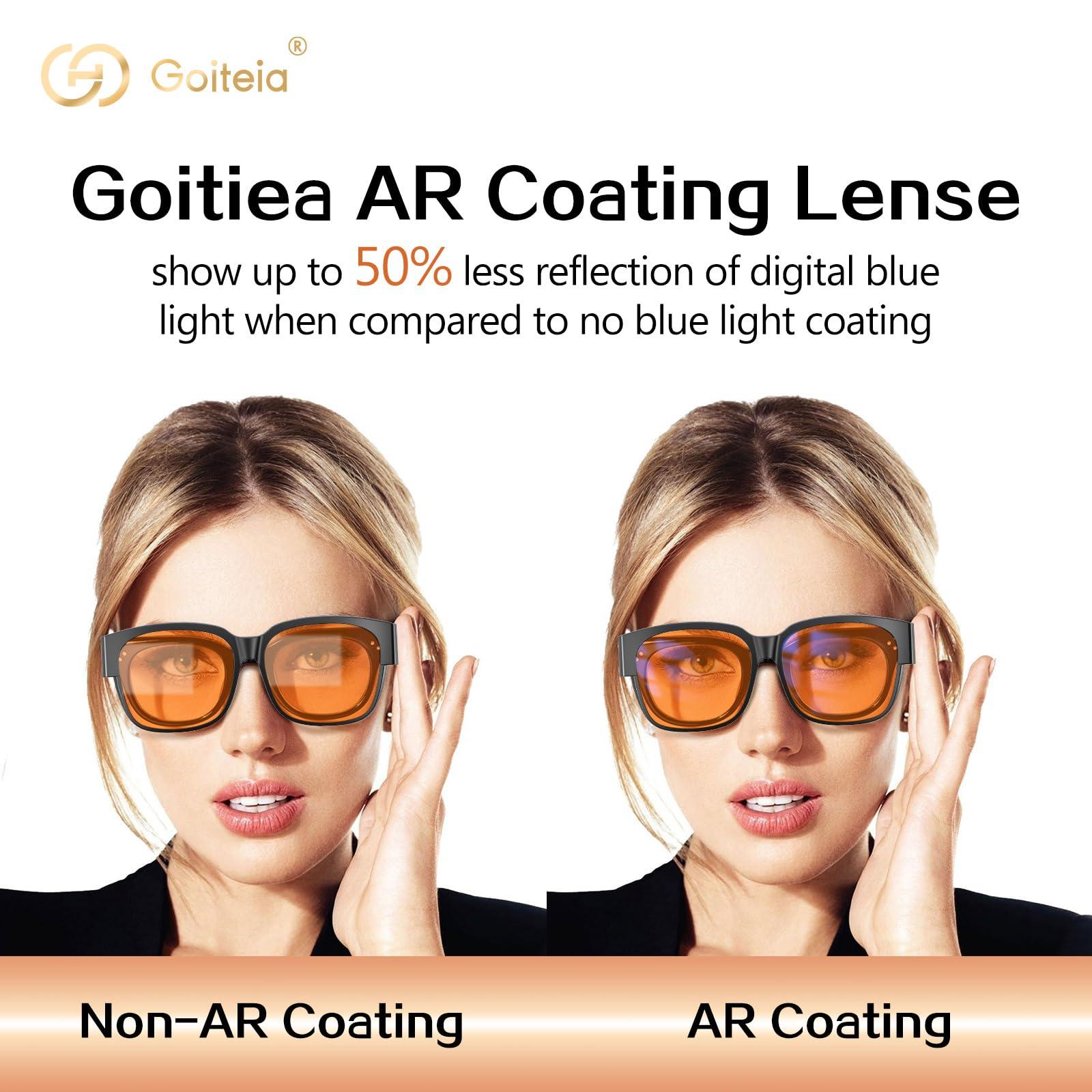 Goiteia Goiteia Amber Orange Blue Light Blocking Fit over Large-Framed Glasses for Women Men,Blue Blocker Computer Glasses for Insomnia/Migraine/Light Sensitivity