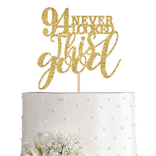 MAGJUCHE Gold Glitter 94 Never Looked This Good Cake Topper, Women Gold Happy 94th Birthday Cake Topper, Birthday Party Decorations, Supplies