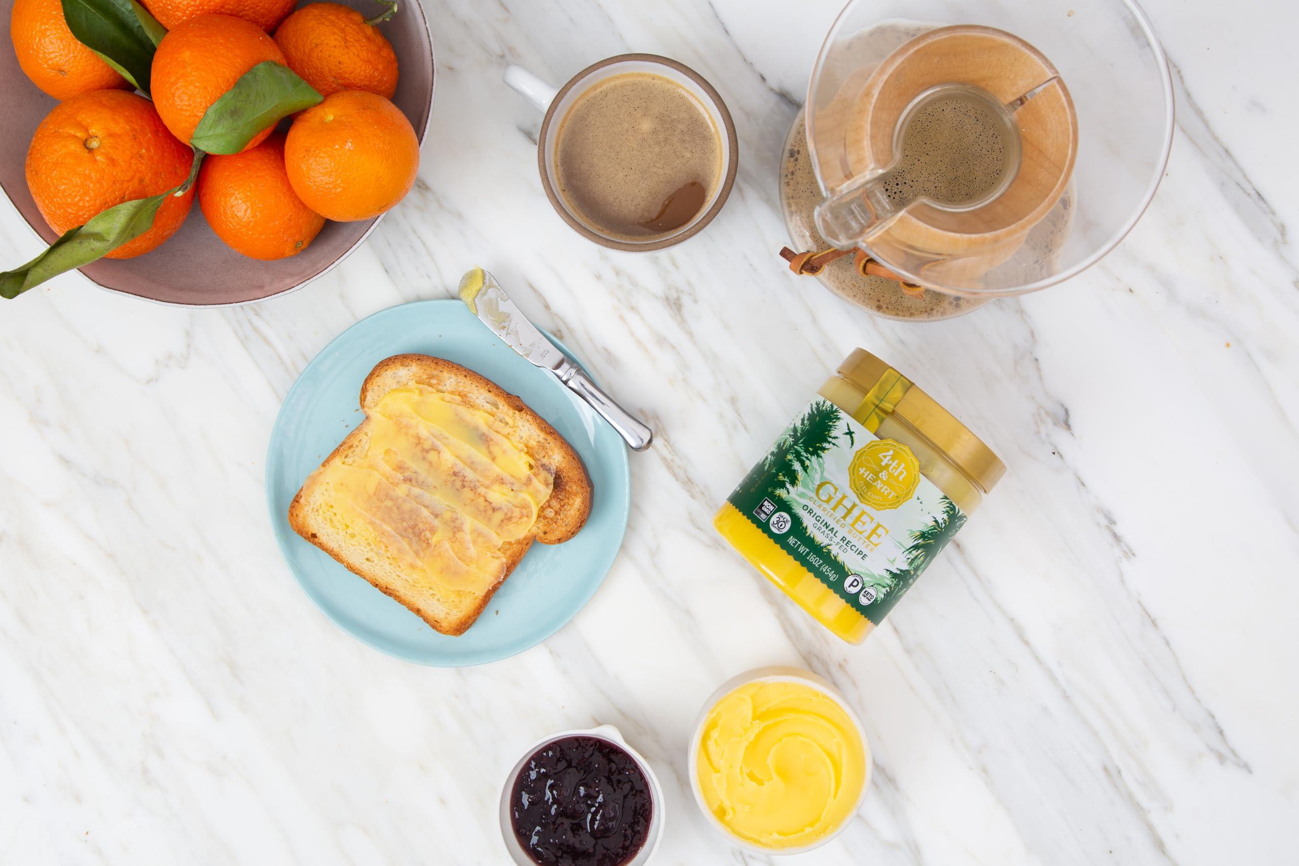 4th & Heart 4th & Heart Original Grass-Fed Ghee, Clarified Butter, Keto, Pasture Raised, Lactose and Casein Free, Certified Paleo (32 Ounces)