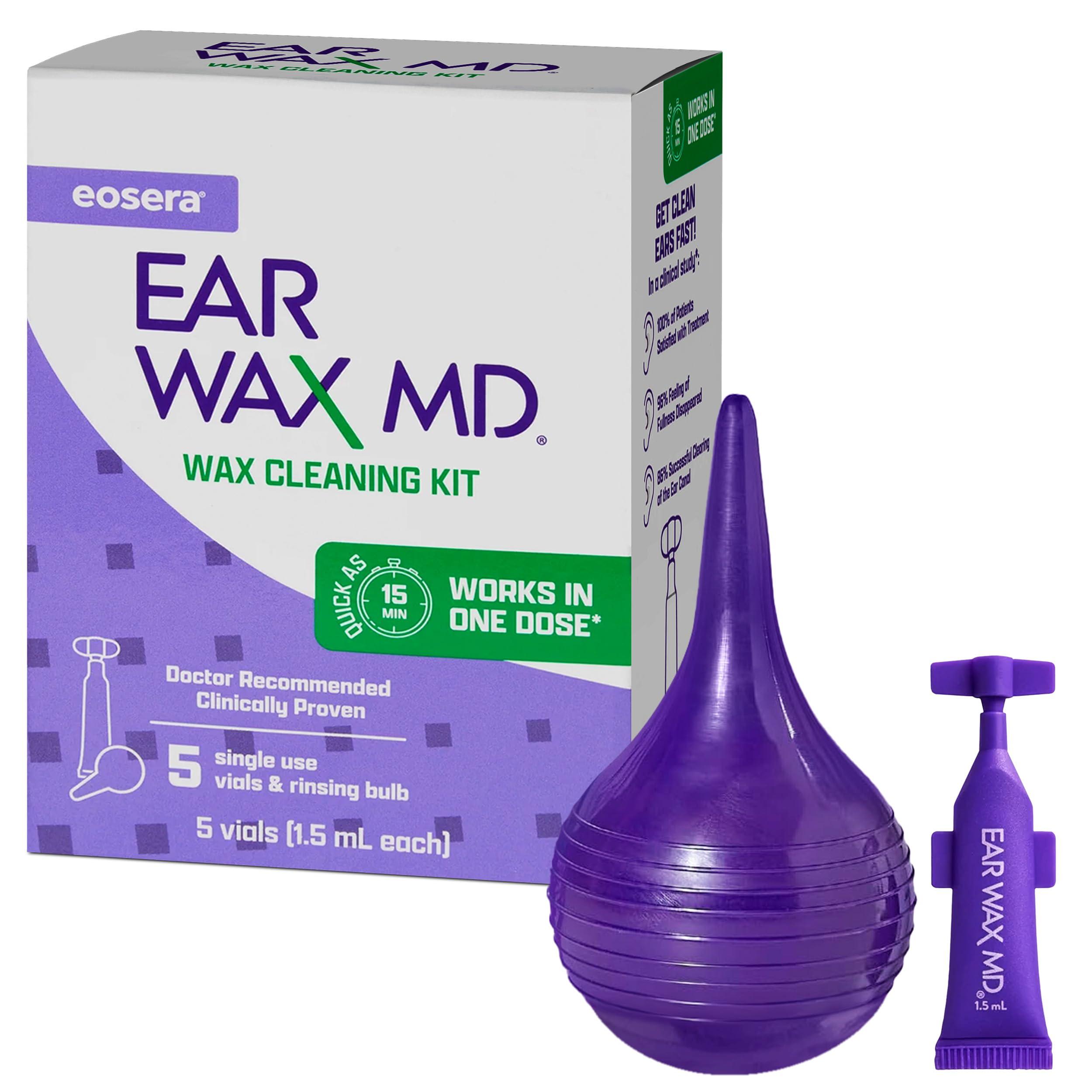 Earwax MD eosera Ear Wax MD Cleaning Kit - Fast-Acting Ear Wax Removal Drops & Rinse Bulb - Doctor Recommended, Clinically Proven Earwax Dissolver for Adults & Kids - Works in 15 Minutes