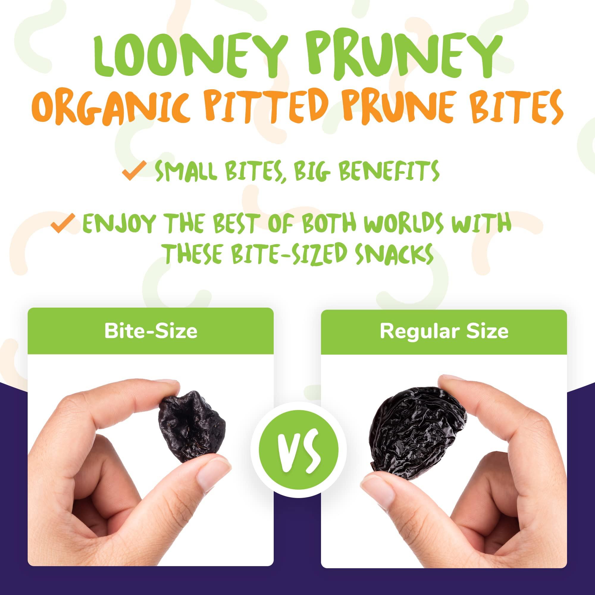 Looney Pruney Looney Pruney Smalls Fruit Snacks | Naturally Sweet Bite-Sized Prunes | Organic Fruit Snack Packs For Kids & Adults | Vegan Food With No Added Sugar & Preservatives | Kosher | 9 oz. (Pack of 6)