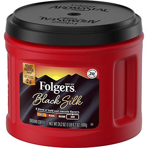 Folgers Folgers Black Silk Dark Roast Ground Coffee, 24.2 Ounces (Pack of 6)