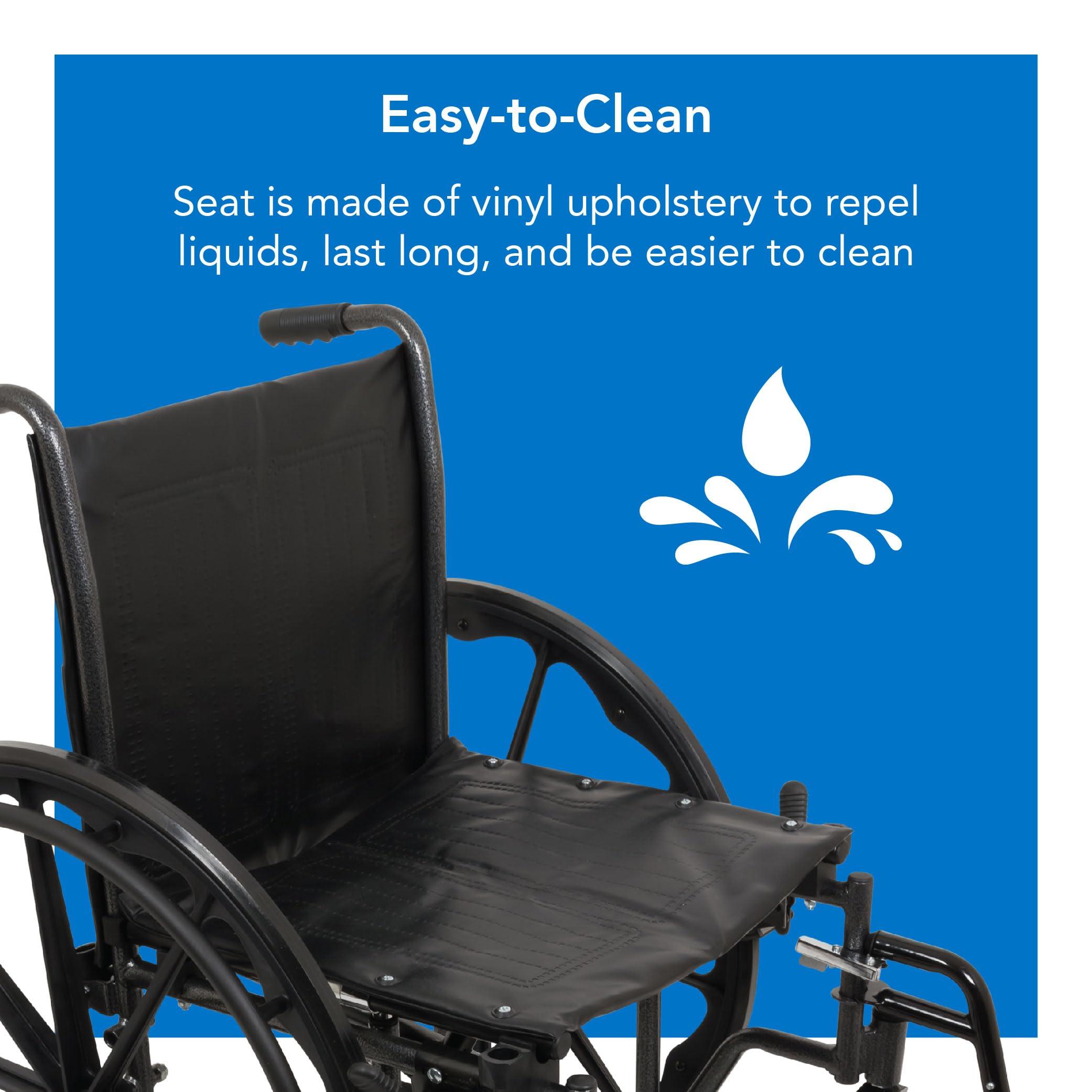 Roscoe Medical ProBasics Comfort Standard Wheelchair - Height Adjustable Seat - Flip Back Desk Arms - 300 Pound Weight Wapacity - Black - Swing-Away Footrest - 16" x 16" Seat