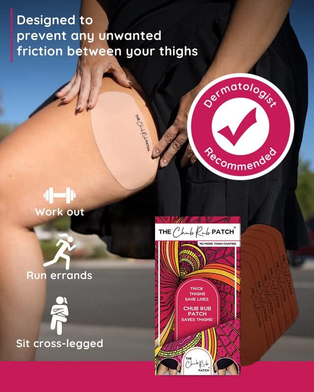 THE CHUB RUB PATCH The Chub Rub Patch for Thighs (AS SEEN ON SHARK TANK), Anti Chafe Thigh Chafing Prevention Friction Tape Patches, Anti Chafing Skin Tape for Inner Thigh Rubbing Prevention Women (3 Pairs), Chestnut