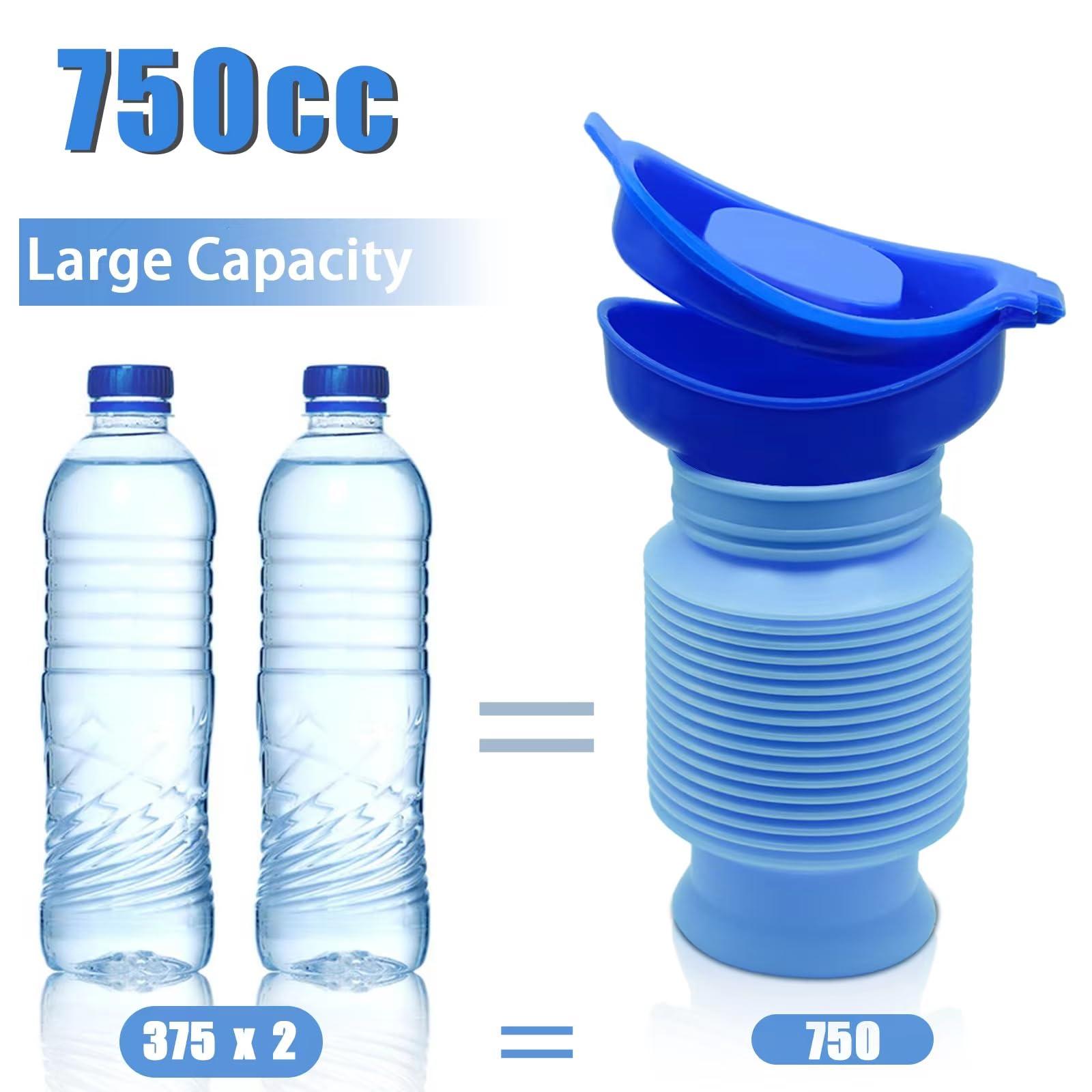GREATCITI GREATCITI Emergency Urinal, Pocket Toilet for Men Women, Pee Bottles with Sealed Lid Collapsible Portable Urinals for Camping Travel Car Traffic Jam 750ML
