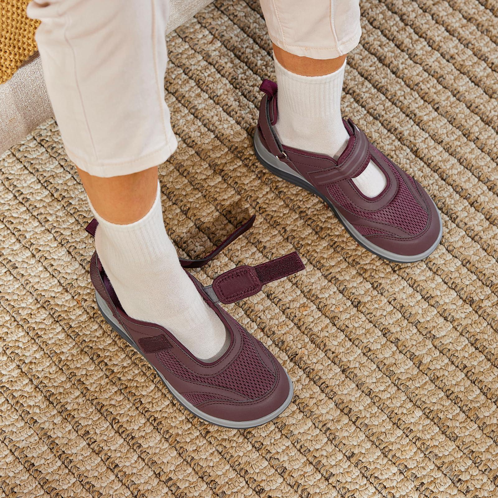 FitVille FitVille Women\'s Diabetic Shoes Extra Wide Width Diabetic Sandals for Women, Diabetic Walking Shoes Adjustable Closure Arch Support Orthopedic Shoes for Swollen Feet Plantar Fasciitis