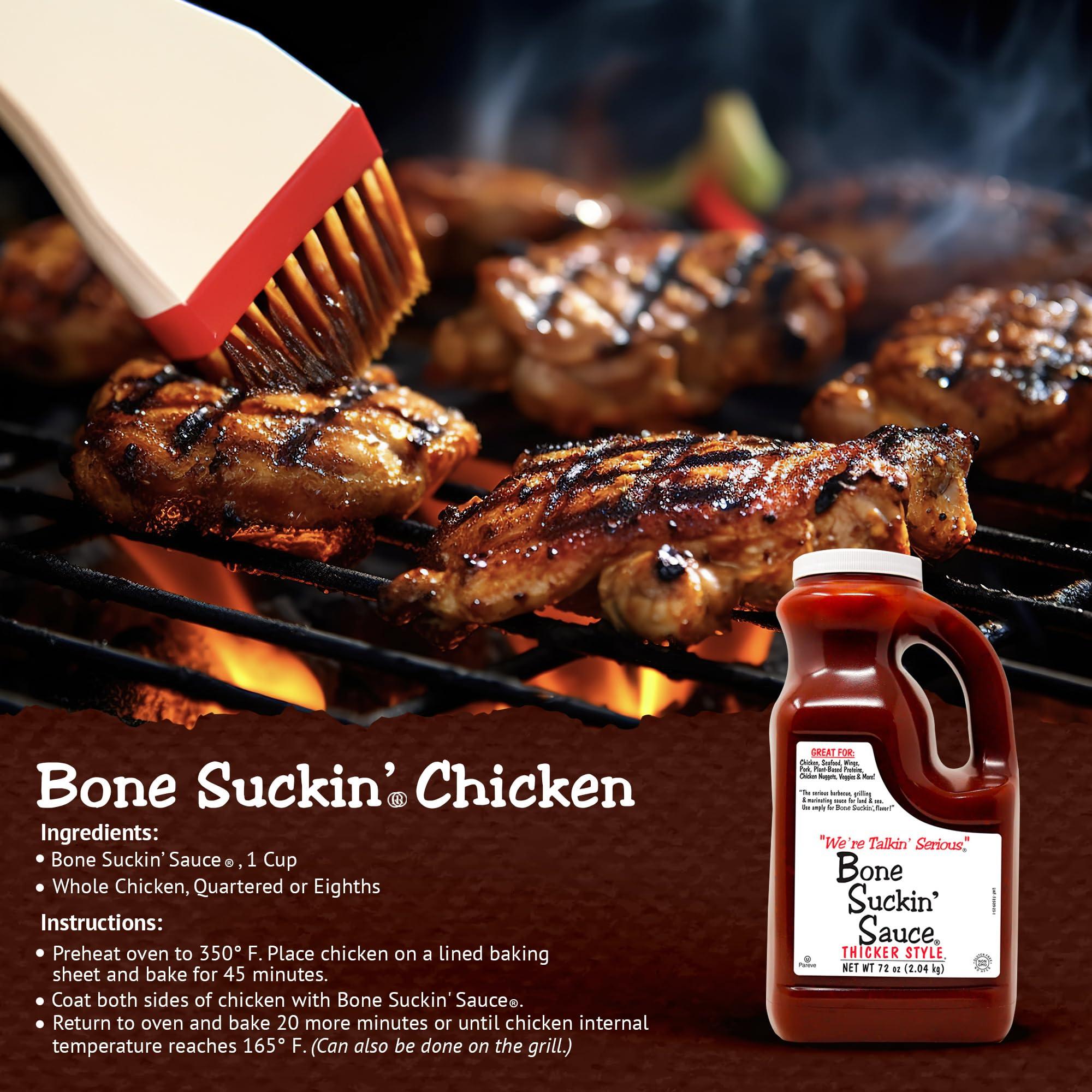 Bone Suckin' Bone Suckin\' Sauce Sweet Southern Thick BBQ Sauce, Gluten-Free, Non-GMO, Kosher, Thick Barbecue Sauce Sweetened with Cane Sugar & Molasses, 72 Ounce Jug