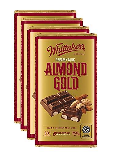 Whittaker's Whittaker's Almond Gold Chocolate Block 250g (Pack of 4) ?Made in New Zealand?