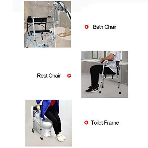 Lattice Walkers Aluminum Walker Frame, Portable Folding Adjustable Height Design with Handbrak/Seat Mobility Aid for Adult Disabled Elderly