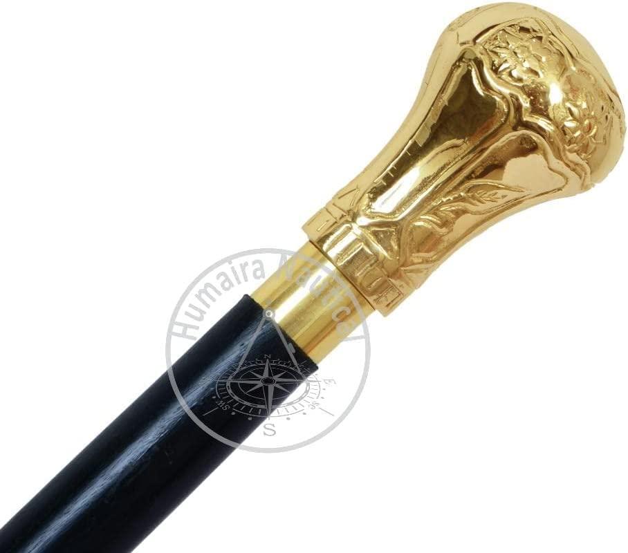Zayan Nautical Zayan Nautical Replica of Bat Masterson Brass Knob Handle Walking Cane, Gold, 37 inch