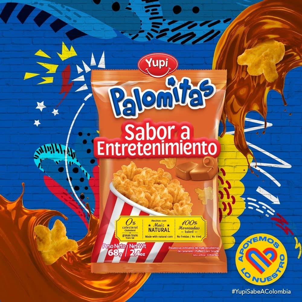 Productos Yupi Palomitas Yupi Caramelo (24 Pack) The most delicious Caramel popcorn-looking snack Colombian snacks Colombian food dulce colombiano mecato colombiano