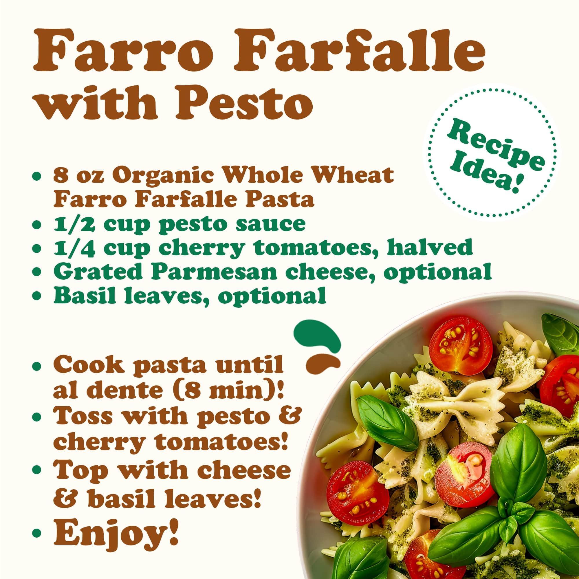 Food to Live Food to Live - Organic Farro Farfalle Pasta, 1.1 lb (Pack of 2) - Italian Whole Wheat and Non-GMO Bow-tie Pasta, Single Ingredient