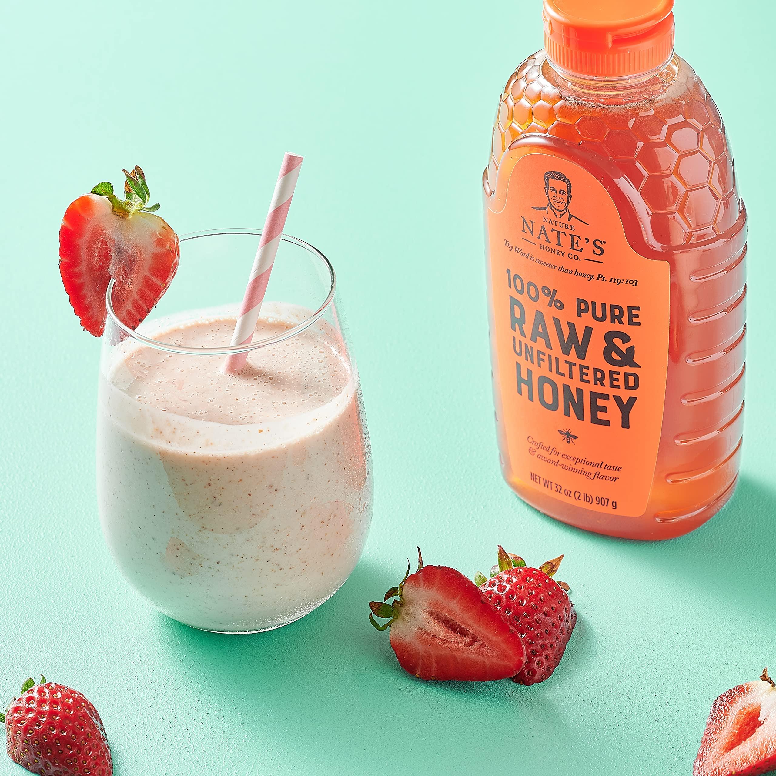 Nature Nate's Nate\'s 100% Pure, Raw & Unfiltered Honey - Award-Winning Taste, 32oz. Squeeze Bottle (6 Pack)