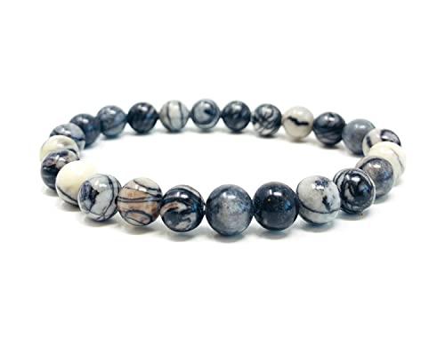 Soul Charms Crystals Spiderweb Jasper Beaded Crystal Bracelet 8mm Beads Stackable | Calming, Energy Balance, Protection, Grounding, Spiritual Gift Her Him Healing Bracelet