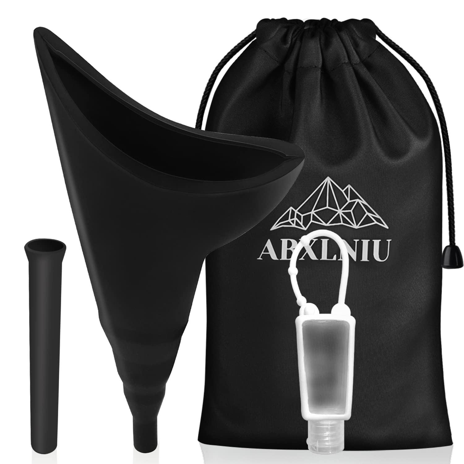 ABXLNIU ABXLNIU Female Urination Device, Portable Urinals for Women with Pee Tube, Silicone Pee Funnel for Women to Wee Standing Up Used for Car, Hiking (Black)