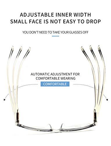 LEE BOYA LBAYOHO Progressive Multifocus Reading Glasses Women Men Blue Light Blocking Readers for Clear Lens, 100% UV Protection, No Line Multifocal Readers with Spring Hinge, Grey 3.0