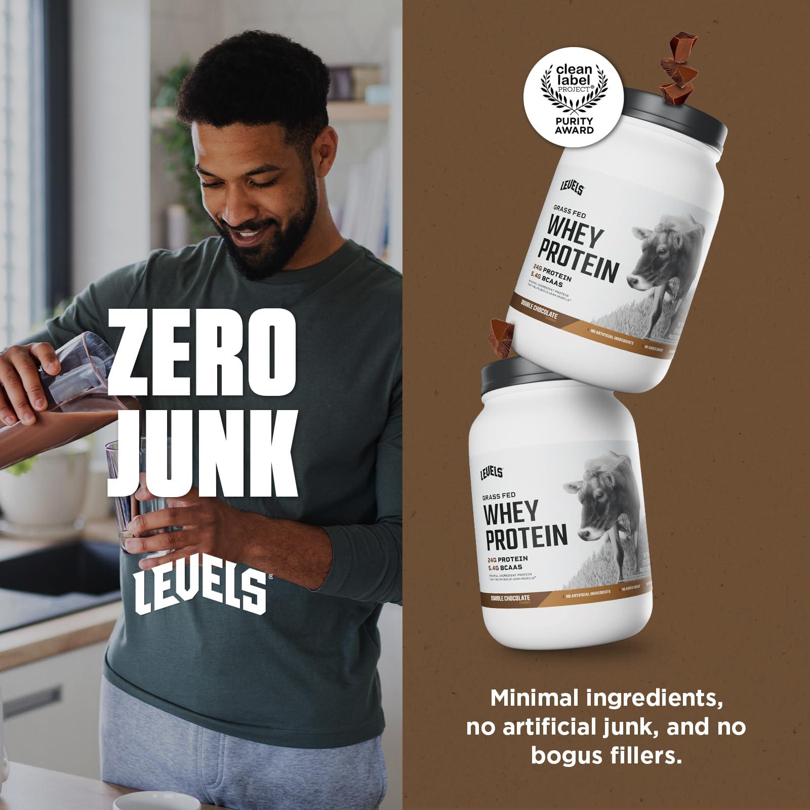 Levels Nutrition Levels Grass Fed Whey Protein, No Artificials, 24G of Protein, Double Chocolate, 2LB