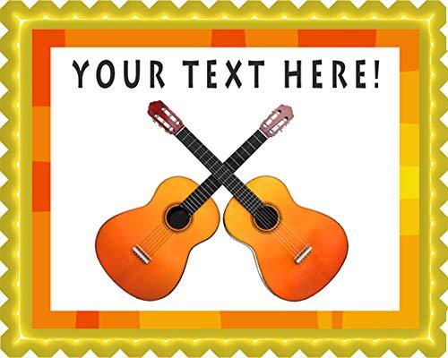 Edible Prints On Cake Two Guitars Crossed - Edible Cake Topper - 10" x 16" (1/2 sheet) rectangular