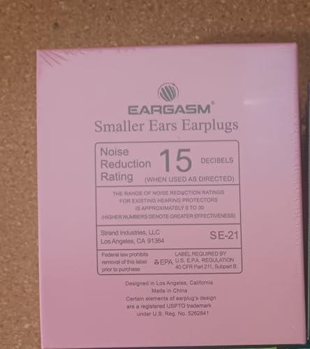 Eargasm Eargasm Smaller Ears Earplugs - Pink High Fidelity Filtered Noise Reducing Reusable Ear-Plugs for Kids, Women, Men - Hearing Protection for Live Concerts, Motorcycles, Festivals, Sporting Events