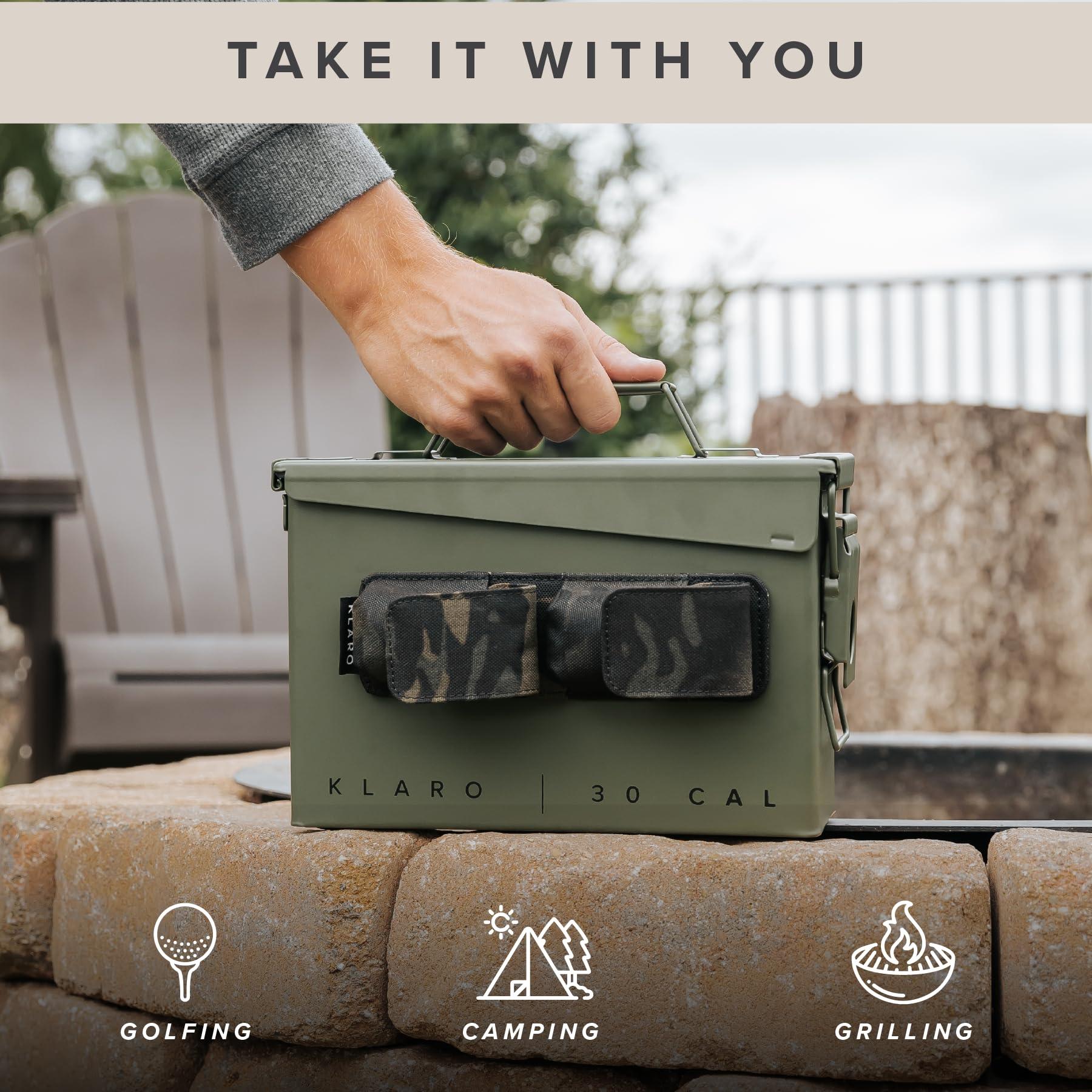 CASE ELEGANCE CASE ELEGANCE - The Smoke Can 30CAL Humidor, Thick Metal Ammo Box, Spanish Cedar Shelves, Army Green Finish, Magnetic Accessory Case - Holds 15-30 Cigars