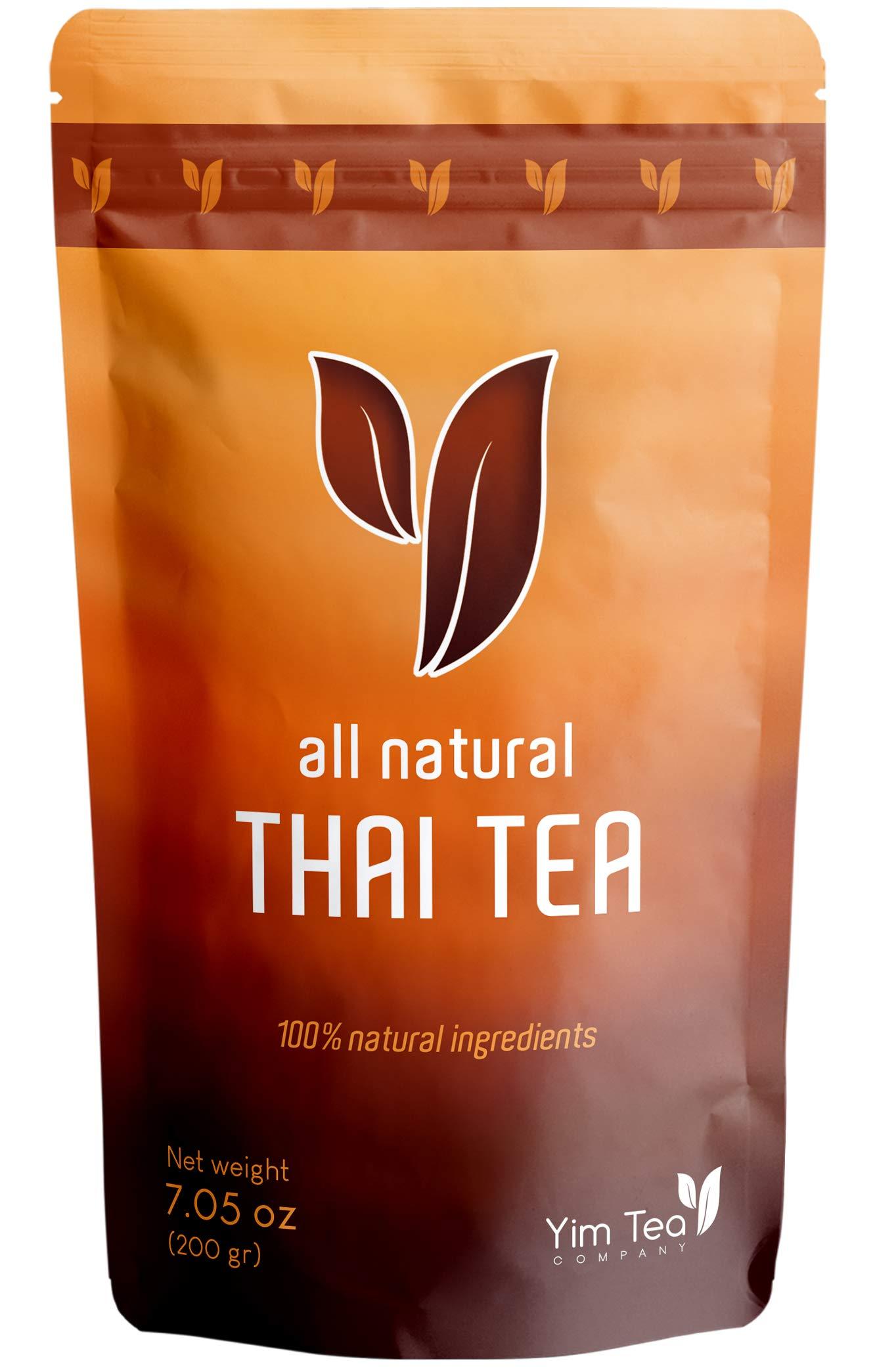 Yim Tea Co. Yim Tea Co. - Thai Tea - 100% Natural Loose Leaf Tea Mix - Made with Assam Black Tea - Makes Iced Tea and Boba Tea - By Yim Tea Co. (200g)
