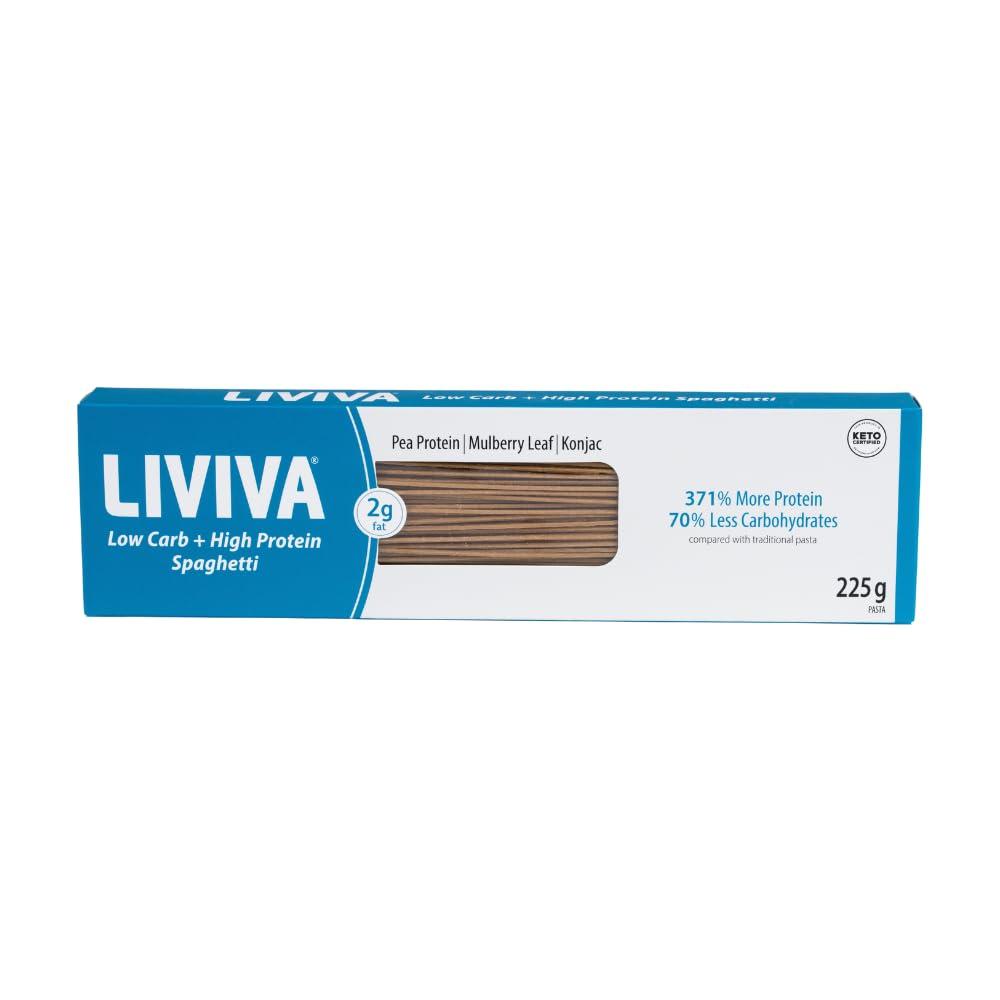 LIVIVA LIVIVA Low Carb High Protein KETO Spaghetti Noodle Pasta 2 Pk 135 g Protein per Box with Pea Protein & Konjac Flour - 8g Net Carbs, Diabetic-Friendly - Ready to Eat in 3 4 mins - Healthy Al Dente Pasta