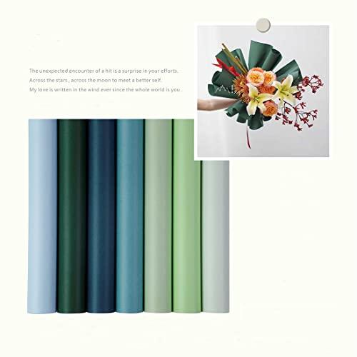 FWSA WRAPS Korean Style Flower Wrapping Kraft Paper Roll Floral Wraps Bouquet Wrap Florist Paper Christmas Mother\'s Day Thanksgiving Day DIY Gift Packaging Paper (Color 9 Peacock Blue)