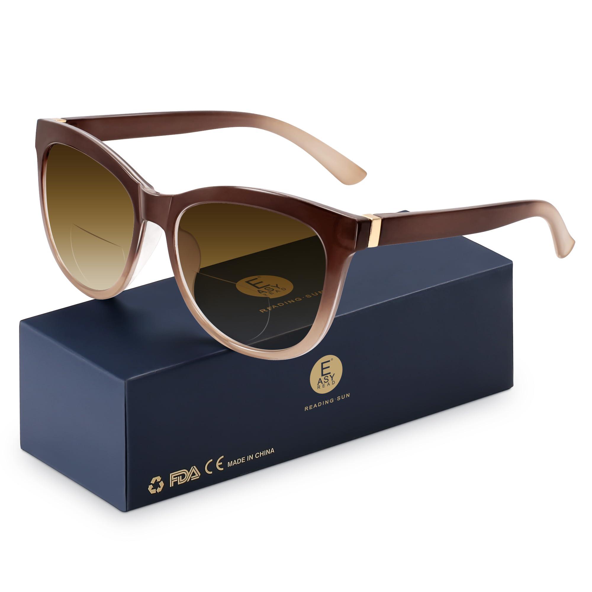 EASY READ EASY READ Bifocal Reading Sunglasses for WomenFashion Sun Readers UV400 Protection(Magnification 1.75,Gradient Brown)