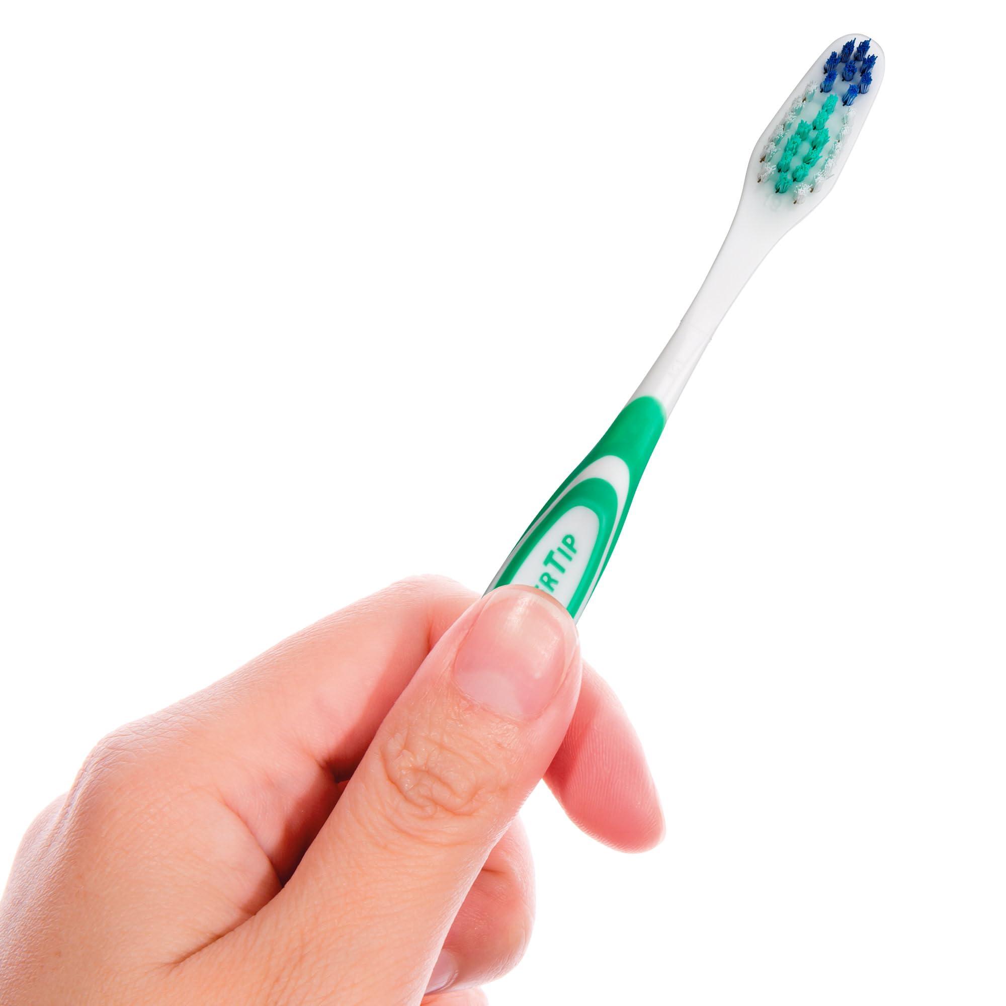 GUM GUM Super Tip Toothbrush, Soft Bristle Toothbrush for Adults with Tongue Cleaner, Compact Head, 1ct (Pack of 12)