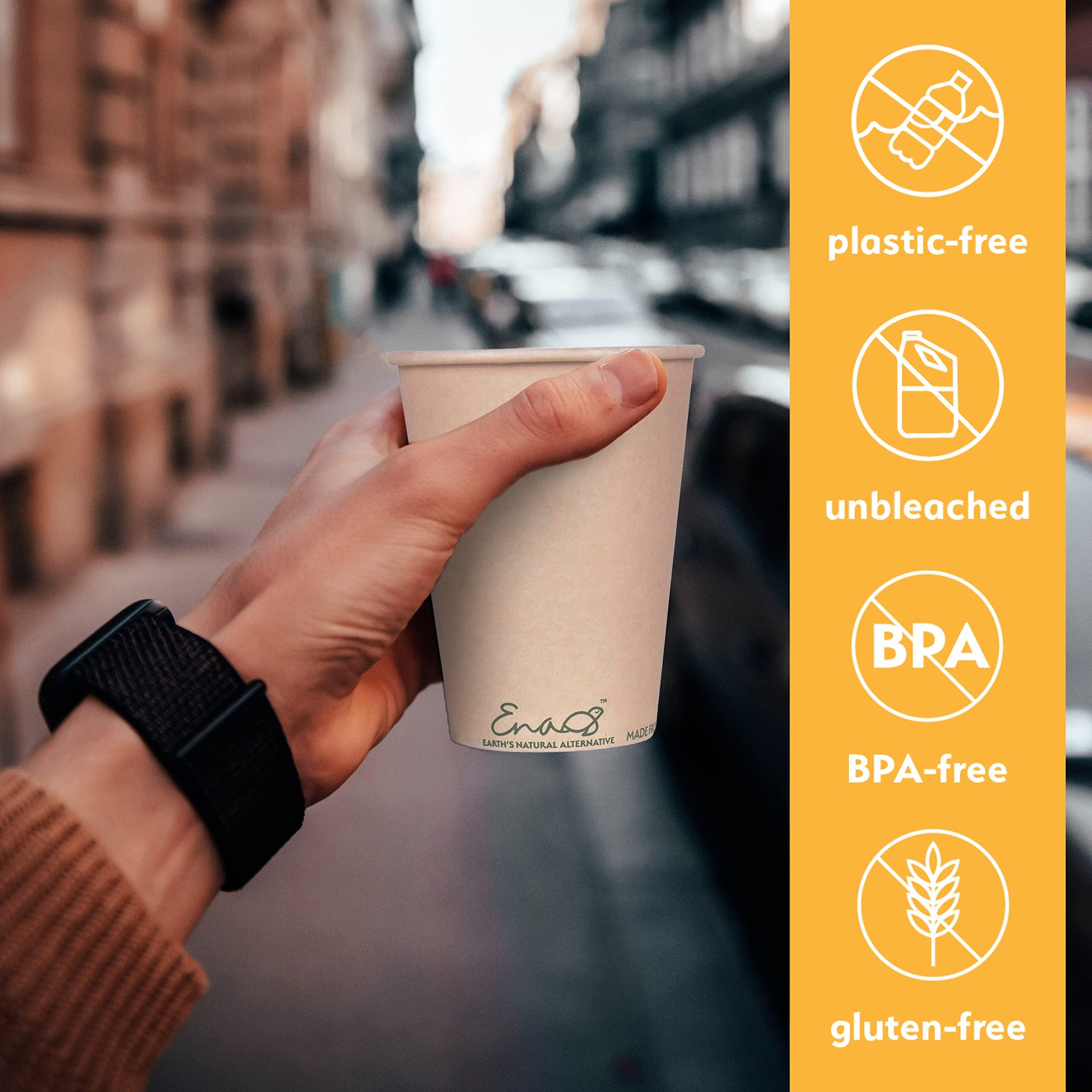 Earth's Natural Alternative 100% Compostable Disposable Coffee Cups [12oz 320 Pack] Paper Cups Made from Bamboo, Eco-Friendly, Biodegradable Premium Party Cups, Natural Unbleached by Earth's Natural Alternative