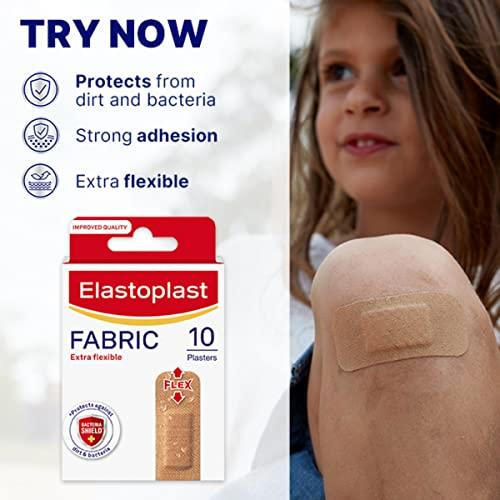 Elastoplast Elastoplast Extra Flexible Fabric Plaster Strips (10 Pieces), Extra Flexible Fabric Plasters, Breathable Plasters, Flexible Large Plasters