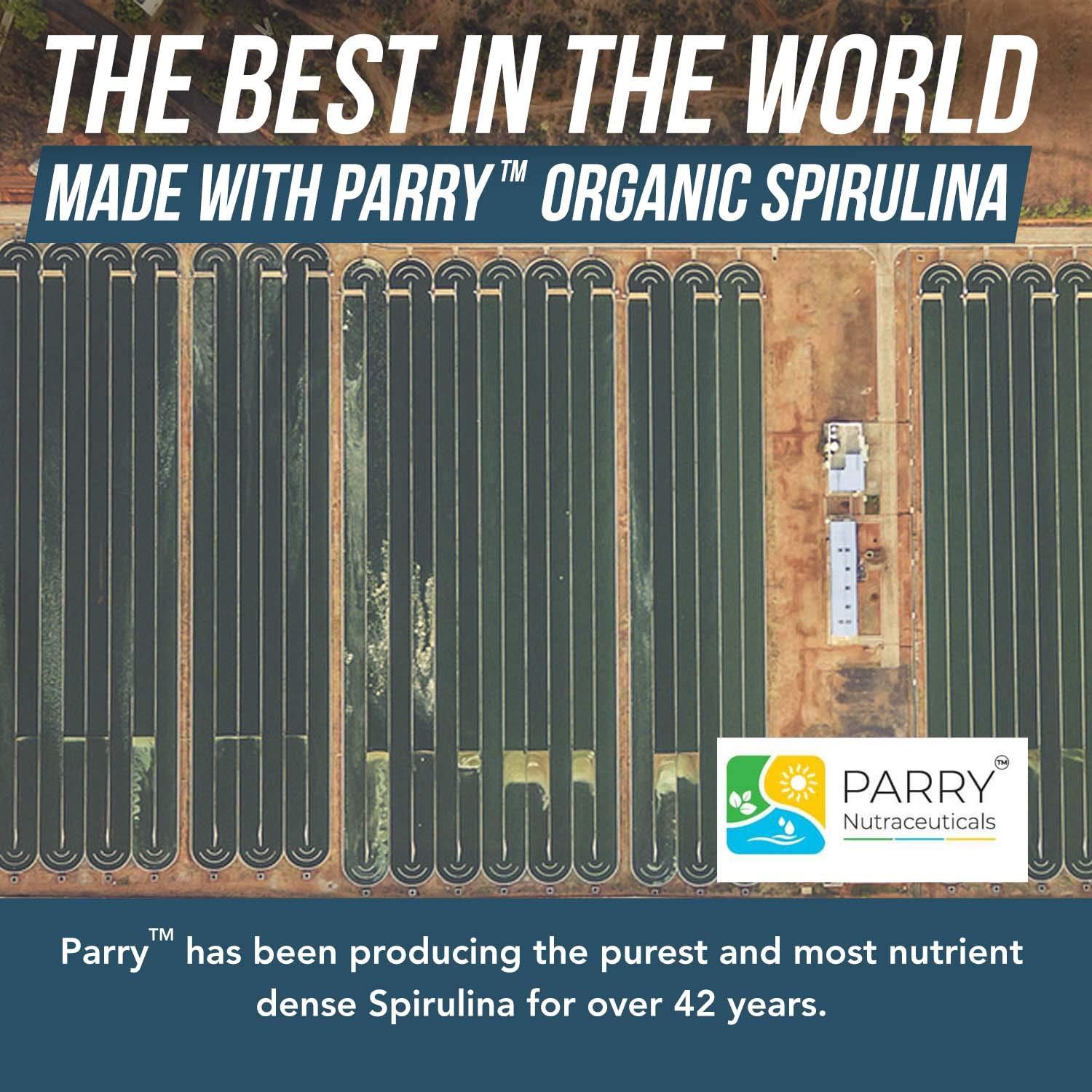 Triquetra Health Organic Spirulina Powder - Made with Parry Spirulina. The Best Spirulina in The World, Highest Nutrient Density - Non-Irradiated, 4 Organic Certifications, Vegan Farming Process (75 Servings - 8 oz.)