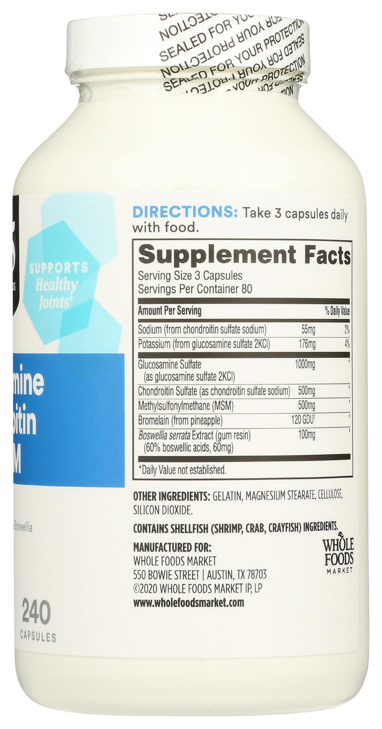 365 by Whole Foods Market 365 by Whole Foods Market, Glucosamine Chondroitin and MSM, Supports Healthy Joints, 240 Capsules
