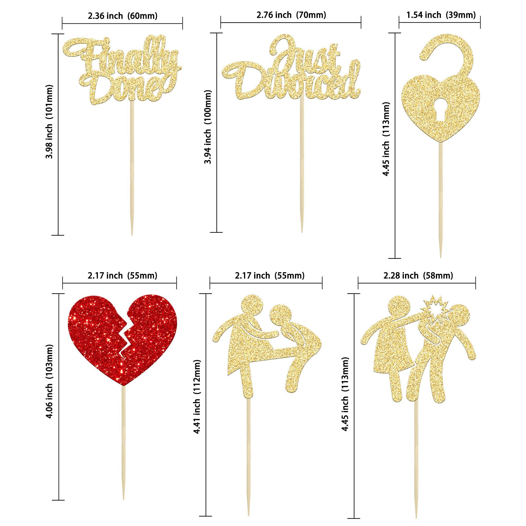 Gyufise Gyufise 24Pcs Divorce Cupcake Toppers Glitter Finally Done Just Divorced Cupcake Picks for Break Up Theme Bye Freedom Bachelor Divorce Party Cake Decorations Supplies Gold