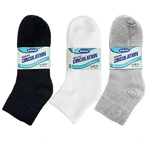 ATB 3 Pair Diabetic Ankle Circulatory Socks Health Support Mens Loose Fit Size 9-11