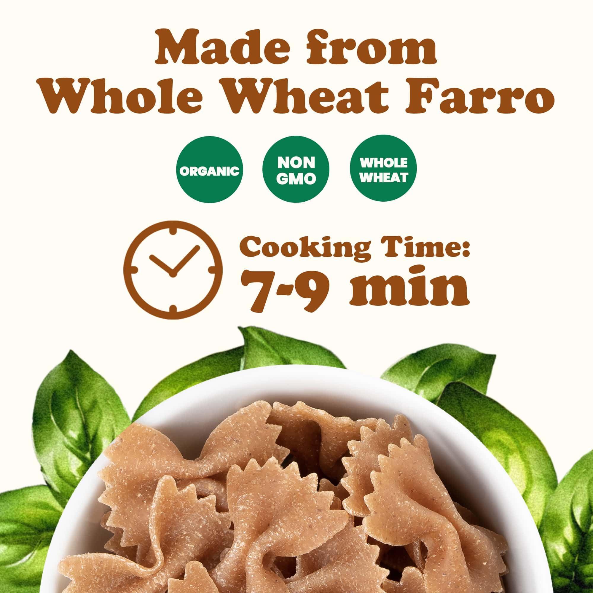 Food to Live Food to Live - Organic Farro Farfalle Pasta, 1.1 lb (Pack of 2) - Italian Whole Wheat and Non-GMO Bow-tie Pasta, Single Ingredient