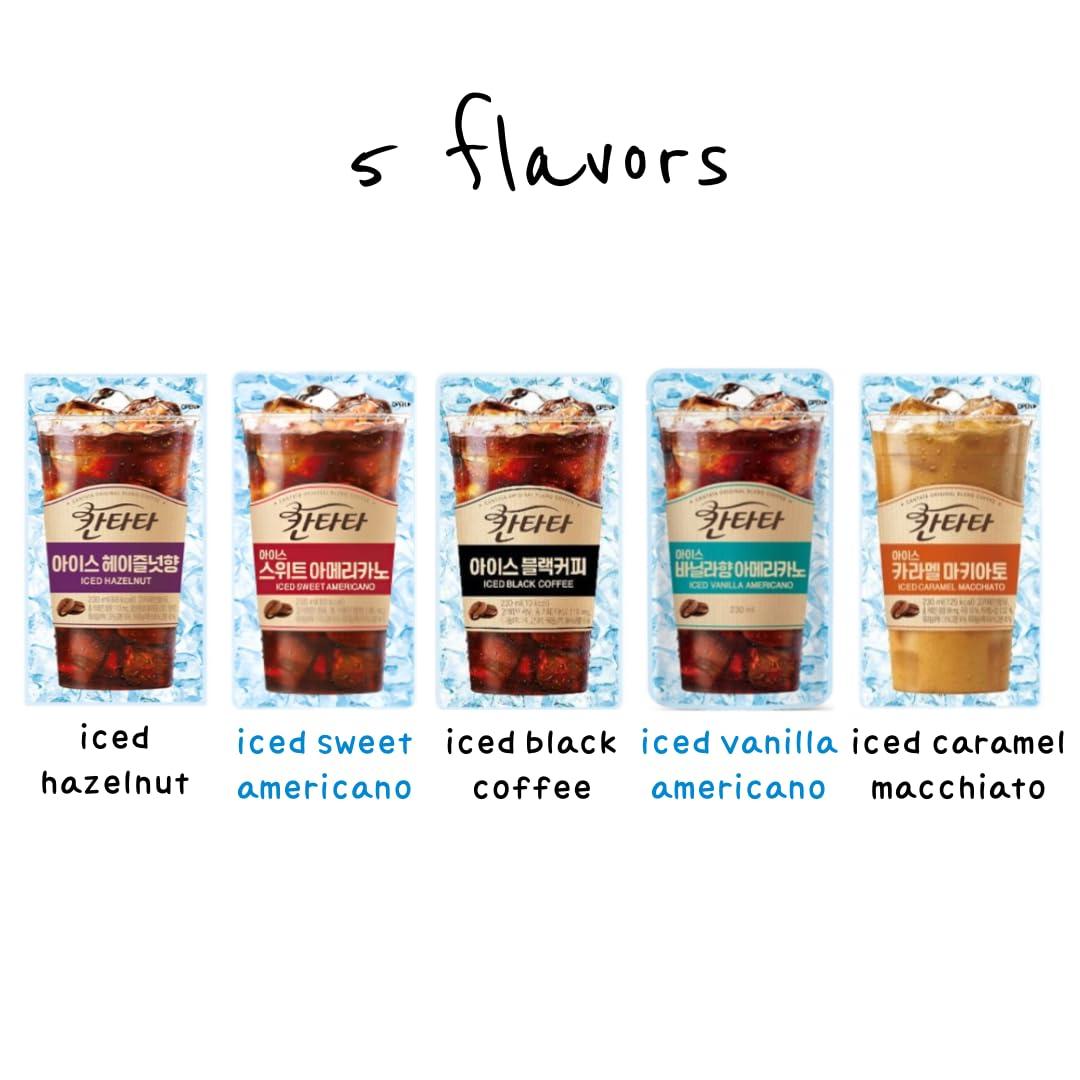 dalgaru Korean Covenienve Store Coffee Drink Pouch Sampler Set - 5 PACK 10 PACK (iced sweet americano, hazelnut, vanilla, black, caramel macchiato) + dalgaru mirror (5 PACK SET)
