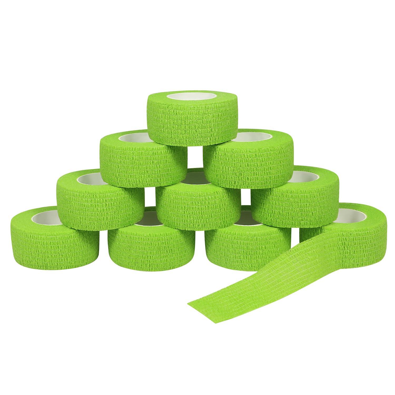 GooGou GooGou Self Adhesive Wrap Bandage Cohesive Bandage Breathable Self Adherent Wrap for Sprain Swelling and Soreness on Wrist and Ankle 10PCS 1 in X 14.7 ft (Green)