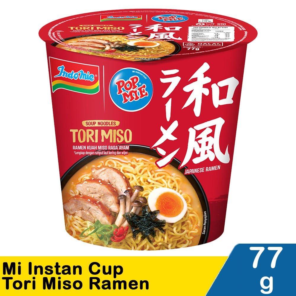 Pop Mie Pop Mie Instant Cup Noodle Ramen Tori Miso, 77 gram (Pack of 1)