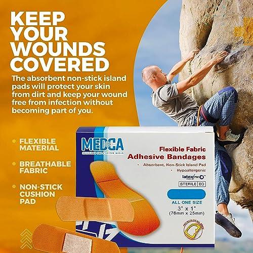 MEDca Flexible Fabric Bandages - Flex Fabric Adhesive Bandages Finger-Tip Bandages Knuckles andThumb Bandages for Finger Careand to Protect Wounds from Infection - (200 Count)