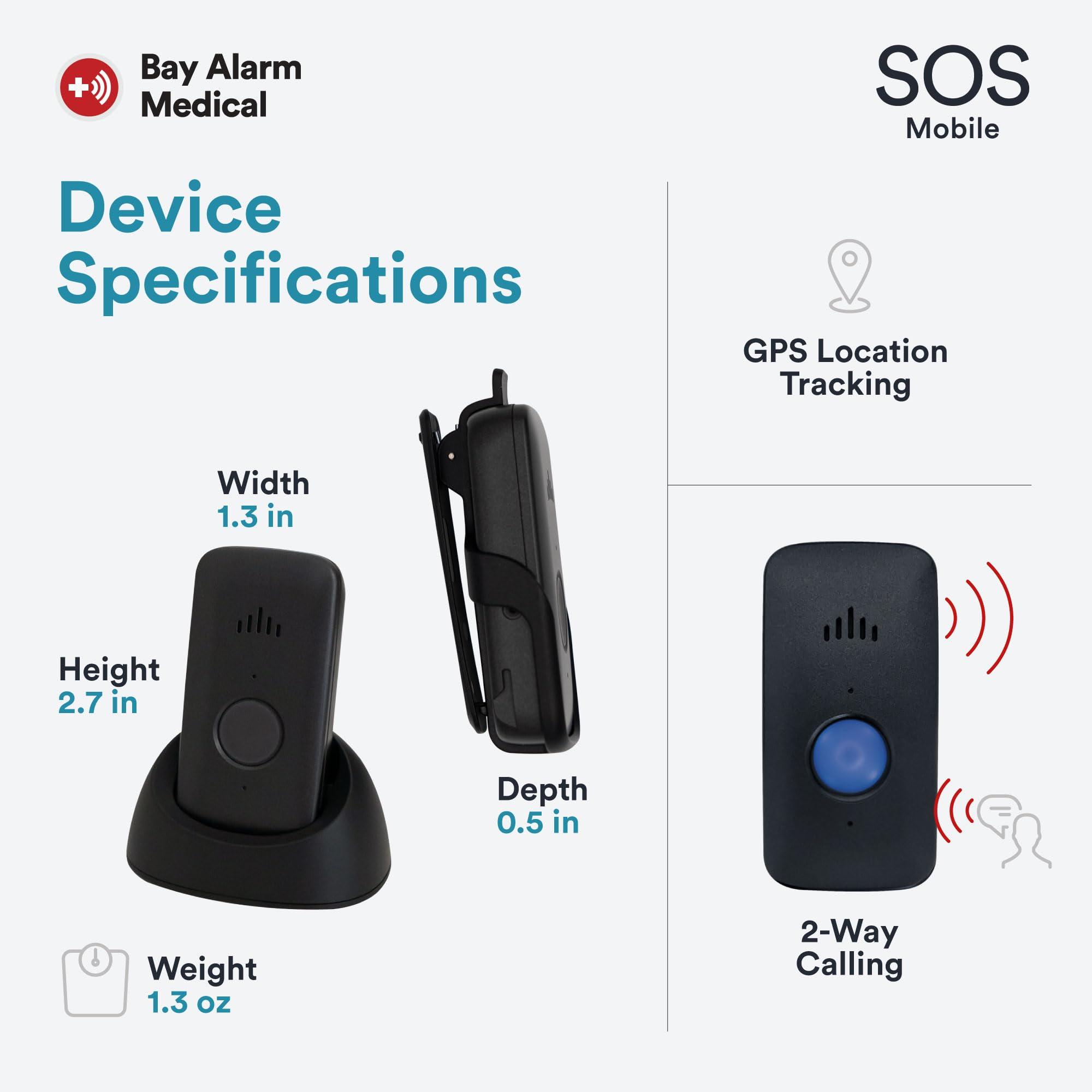 Bay Alarm Medical Bay Alarm Medical SOS Mobile GPS - 24/7 Medical Alert with Optional Fall Detection for Seniors - Call to Activate - 4G GPS Medical Alert System with Elderly Tracking - Panic Button for Seniors