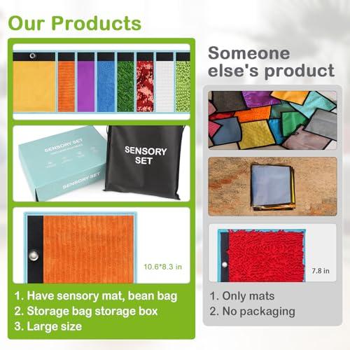 Joyreal Joyreal Sensory Mats for Autistic Children, Sensory Floor Tiles for Kids, Sensory Toys for Tactile Play, Textured Sensory Wall Panel, Bean Bags, Sensory Room Equipment, Baby Toddler Fidgeting Activity