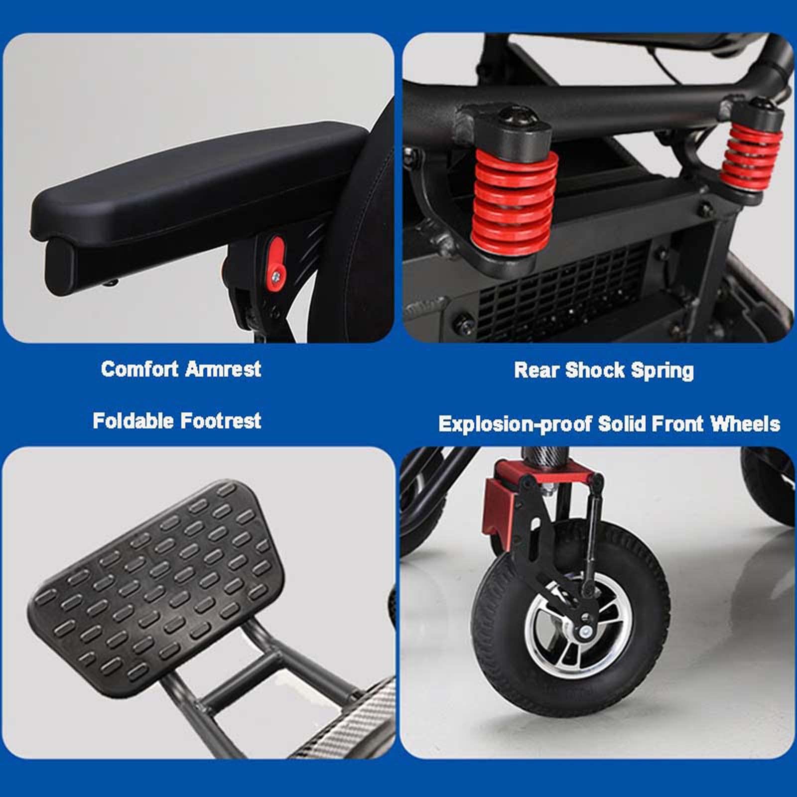 CUIOT Folding Transport Wheelchair, Portable All Terrain Wheelchair with Handbrake & Flip-Back Armrest,Silla De Ruedas - Magnesium Alloy Lightweight Travel Wheelchairs Trolleys for Adults and Elderly