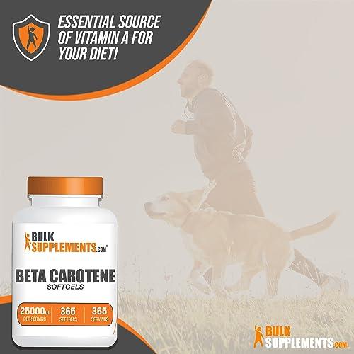 BulkSupplements BulkSupplements.com Beta Carotene 25000 IU Softgels - Vitamin A Supplement, Beta Carotene Supplements - for Eye Support, Gluten Free, 1 Softgel per Serving, 365 Count (Pack of 1)