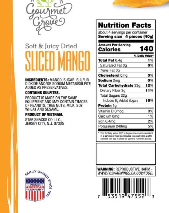 Gourmet Grove Gourmet Grove - Natural Dried Mango Slices 18 OZ Pack of 3 Pouch | Soft, Juicy, Sliced Mangoes | Lightly Sweetened - (Pack of 3)