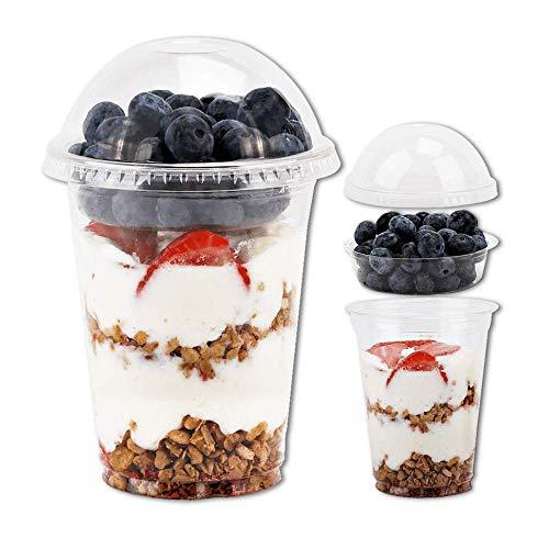 Aatriet Aatriet 12 oz Clear Plastic Parfait Cups with Insert 3.25oz & Dome Lids No Hole - (20 Sets) Yogurt Fruit Parfait Cups, for Dips and Veggies, Take Away Breakfast and Snacks. No Leaking