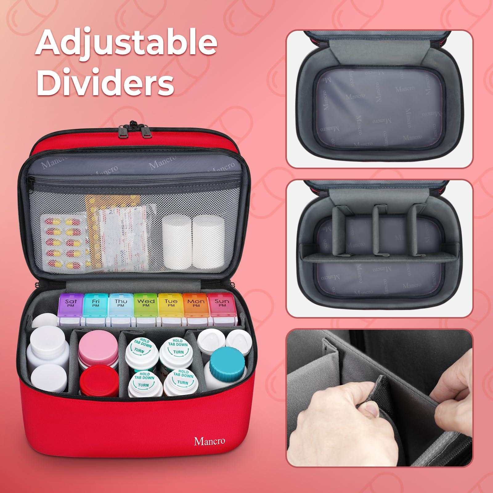 Mancro Mancro Dual Layers Medicine Organizer Bag, Pill Bottle Organizer Storage with Lockable Zipper, Medication Travel Bag for Pills, Vitamins, Medical Supplies for Home Storage, Travel