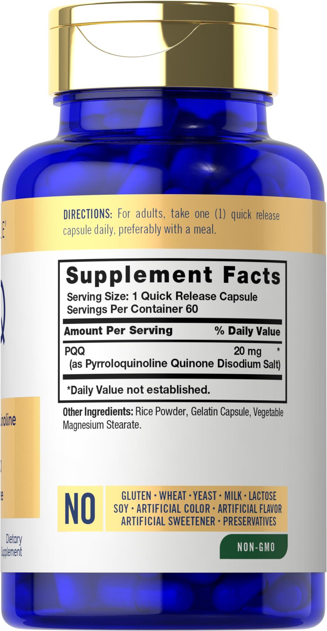 Carlyle Carlyle PQQ Supplement 20 mg | 60 Capsules | Non-GMO and Gluten Free