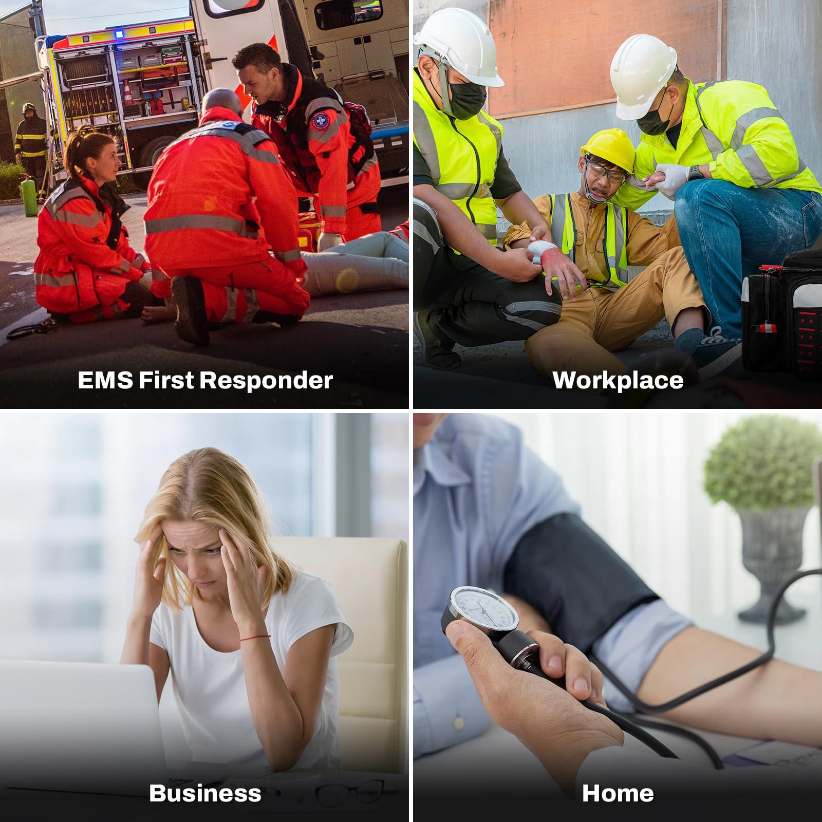 RHINO RESCUE RHINO RESCUE First Responder First Aid Kit Fully-Stocked EMT Bag, FSA HSA Eligible, Professional EMT/EMS Trauma Medical Kit, Molle System, Reflective Bag w/5 Zippered Pockets, 300+ First Aid Supplies